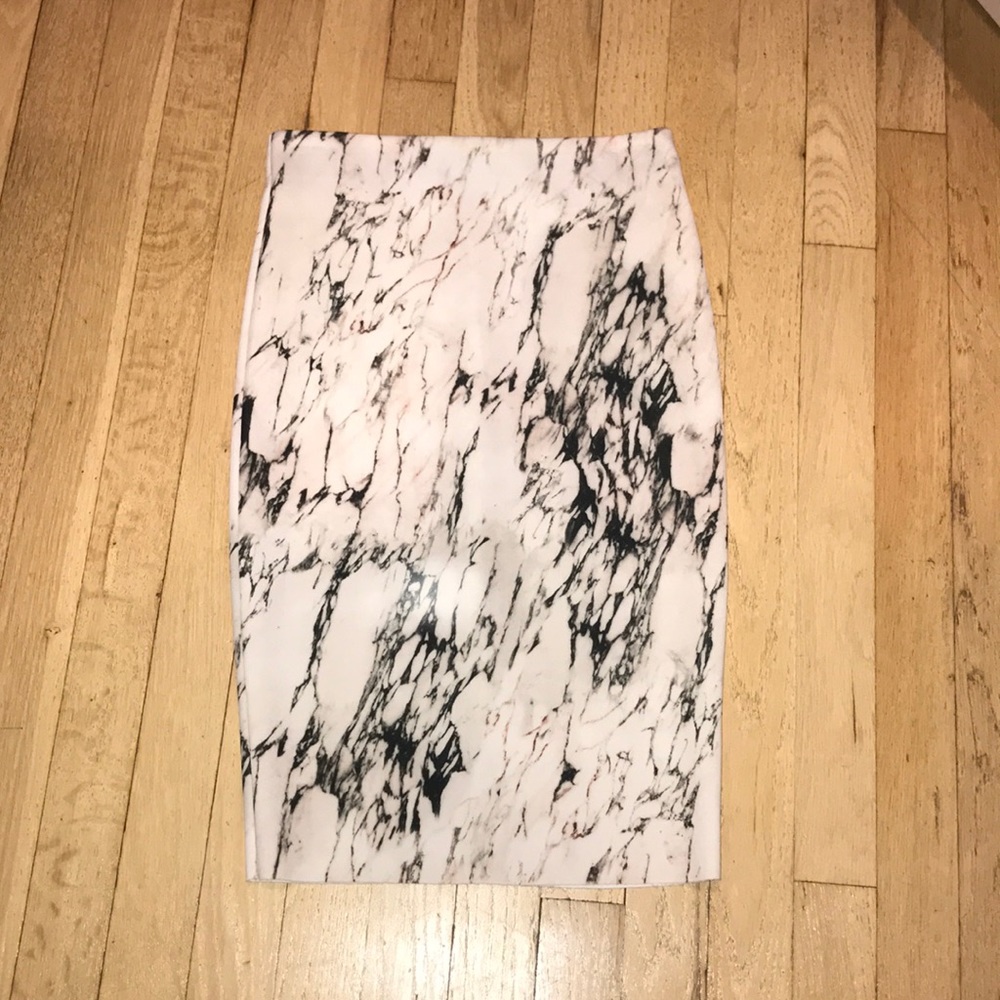 Marble Print Pencil Skirt